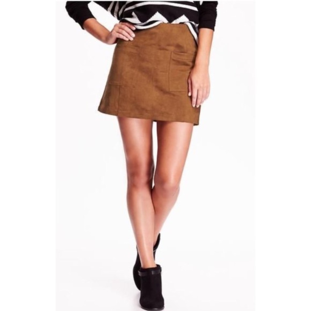 Old Navy Skirt size 2 brown Faux Suede A-Line Pencil Skirt boho